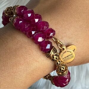 ALEX AND ANI | Vintage 66 Magenta & Gold Beaded Wrap Bracelet